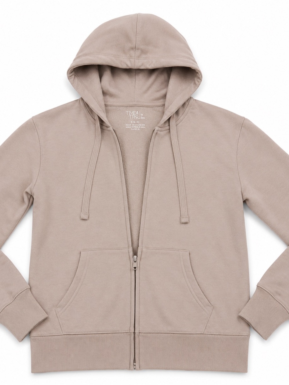 Time and Tru Women’s Full Zip Hoodie Size Small 4-6 Taupe Brown Neutral